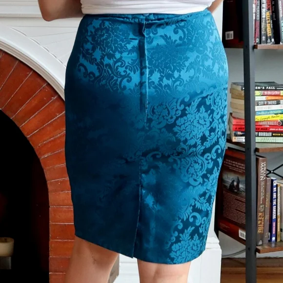 Scott McClintock Vintage 1980s Blue High Rise Floral Satin Mini Skirt - Picture 3 of 11